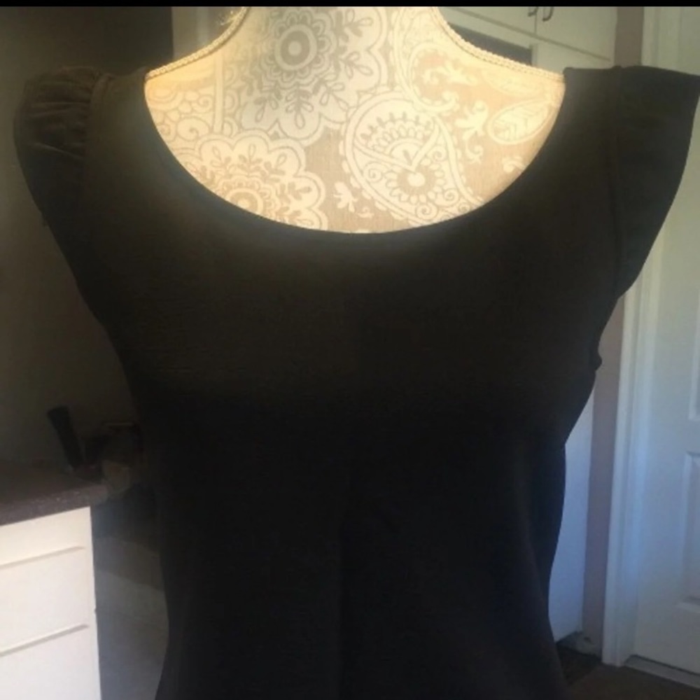 NWT - Ann Taylor Black Ruffle Sleeveless Top